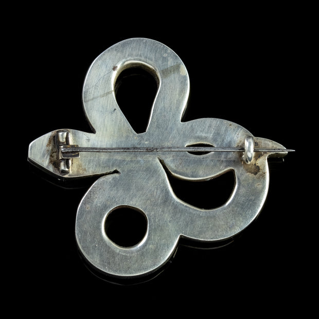 Antique Victorian Scottish Agate Snake Brooch Silver Circa 1860