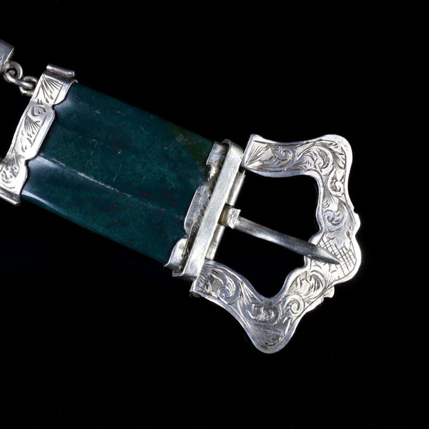 Antique Victorian Scottish Buckle Bracelet Silver Circa 1860
