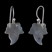 Antique Victorian Scottish Earrings Ivy Leaf Silver Circa 1880