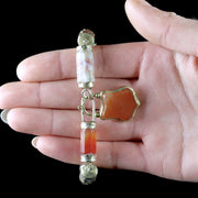 Antique Victorian Scottish Agate Bracelet 9ct Gold Padlock Locket