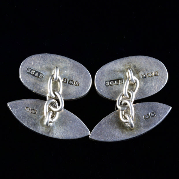 Antique Victorian Scottish Pebble Cufflinks Silver Circa 1880