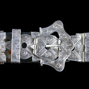 Antique Victorian Scottish Silver Buckle Agate Bracelet Circa 1860