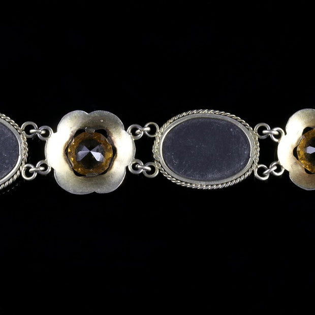 Antique Victorian Scottish Silver Gold Agate Bracelet Circa 1860