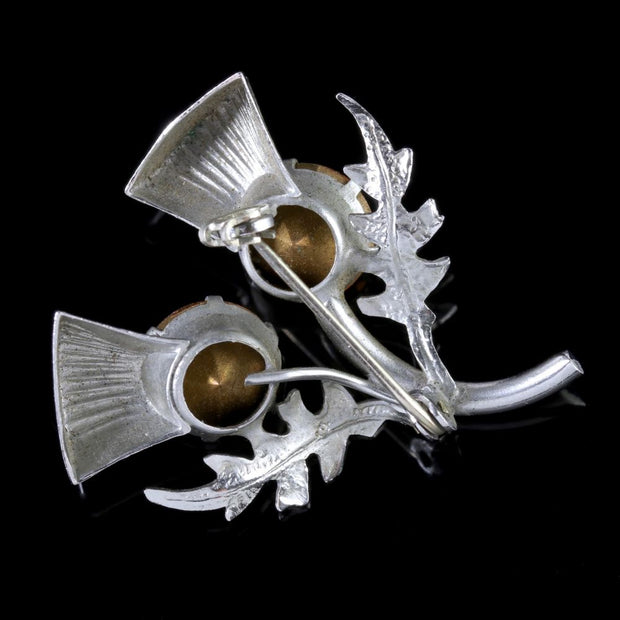 Antique Victorian Scottish Silver Thistle Brooch Circa 1860