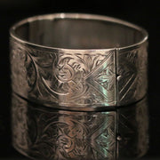 Antique Victorian Silver Bangle Engraved All The Way Around Dated 1933