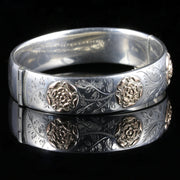 Vintage Silver Bangle Forget Me Not Dated 1965 9Ct Gold