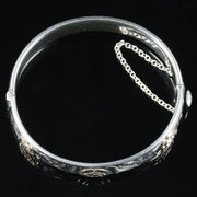 Vintage Silver Bangle Forget Me Not Dated 1965 9Ct Gold