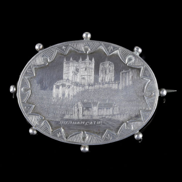 Antique Victorian Silver Brooch Durham Cathedral Dated 1893