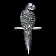 Antique Victorian Silver Cut Steel Parrot Brooch Circa 1900