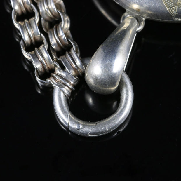 Antique Victorian Silver Gold Bird Locket And Collar
