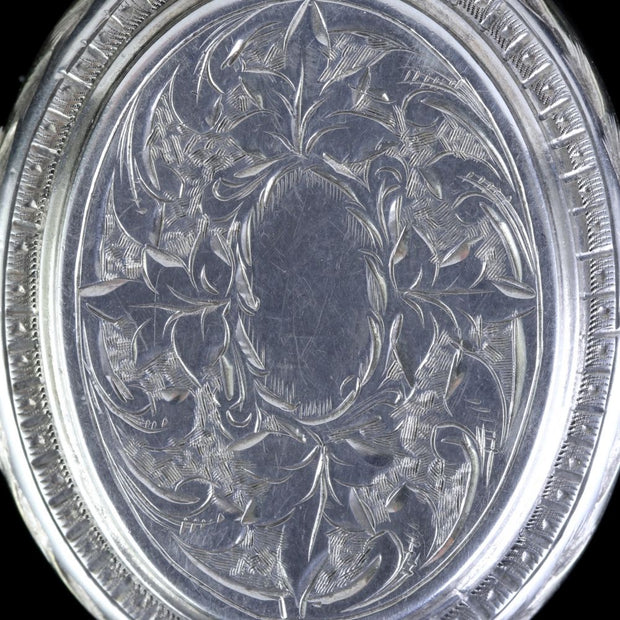 Antique Victorian Silver Ivy Locket Circa 1880