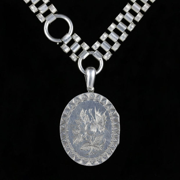Antique Victorian Silver Locket Collar Dated 1893