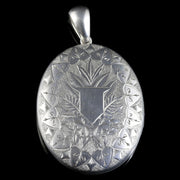 Antique Victorian Silver Locket Engraved Circa 1880