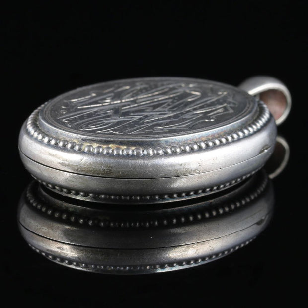 Antique Victorian Silver Locket Engraved Circa 1900