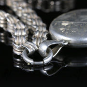 Antique Victorian Silver Locket And Collar Birmingham 1883
