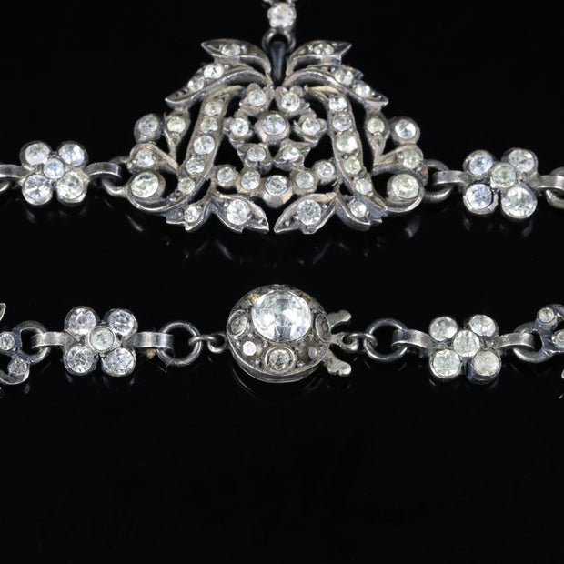 Antique Victorian Silver Paste Necklace Circa 1880