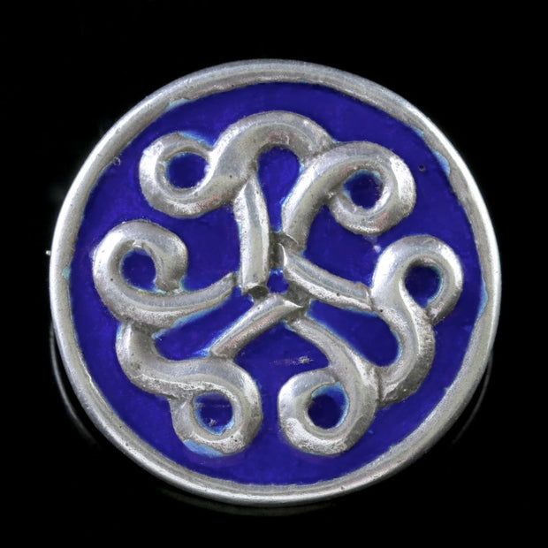 Scottish Blue Celtic Shield Silver Brooch Circa 1940 Iona