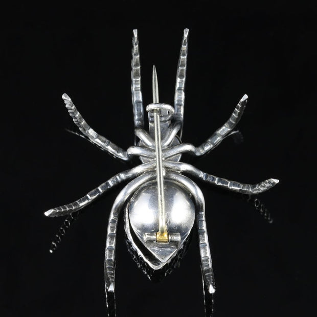 Antique Victorian Silver Spider Brooch Circa 1880