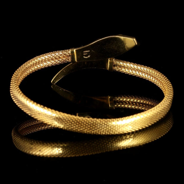 Antique Victorian Snake Bangle 18Ct Gold Gilt Circa 1900