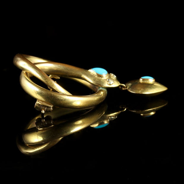 Antique Victorian 18Ct Snake Turquoise Brooch