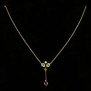 Antique Victorian Suffragette Necklace Diamond Peridot Amethyst Circa 1900