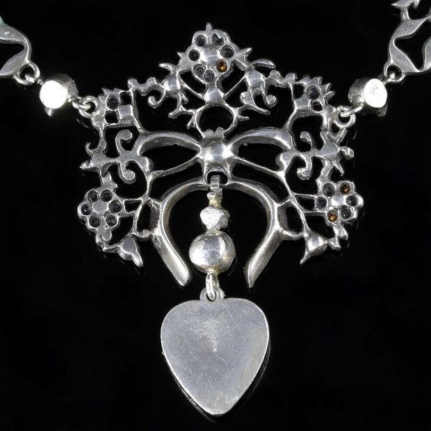 Antique Victorian Suffragette Necklace Heart Dropper Circa 1900