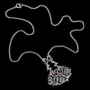 Antique Edwardian Suffragette Giardinetti Paste Lavaliere Necklace Silver