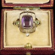 Antique Victorian Suffragette Fancy Work Ring 9Ct Gold