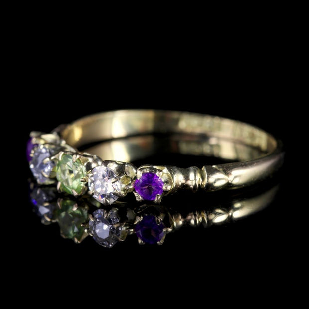 Antique Victorian Suffragette Ring 18Ct Gold Amethyst Peridot Diamond