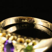 Antique Victorian Suffragette Ring Amethyst Peridot Diamond 18Ct Gold