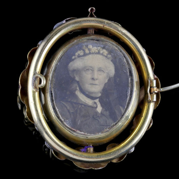 Antique Victorian Swivel Portrait Brooch Circa 1860