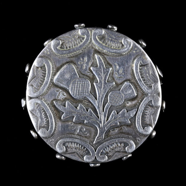 Antique Victorian Thistle Brooch Silver Birmingham 1886