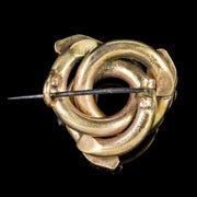 Antique Victorian Triple Coiled Snake Brooch 18Ct Gold On Steel Circa 1900