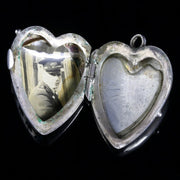 Antique Victorian Turquoise Heart Locket Silver Circa 1880
