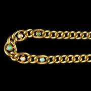 Antique Victorian Turquoise Pearl Bracelet 15Ct Gold Circa 1900