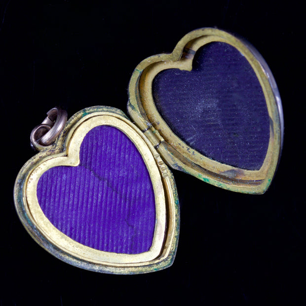 Antique Victorian Turquoise Pearl Heart Locket 9Ct Gold Circa 1900
