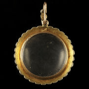 Antique Victorian Crystal Locket 9ct Gold Turquoise Pearl Frame