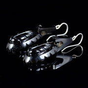 Antique Victorian Whitby Jet Carved Earrings Circa 1860