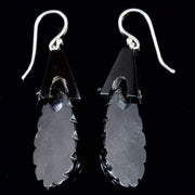 Antique Victorian Whitby Jet Carved Earrings Circa 1860