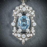 Antique French Victorian Blue White Topaz Necklace Collar Boxed Circa 1900