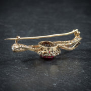 Antique Edwardian Diamond Verneuil Ruby Brooch 18Ct Gold Circa 1910 Boxed