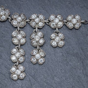 Antique Victorian Garland Necklace Paste Stone Flowers Silver Circa 1880