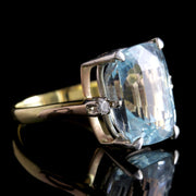 Aquamarine Diamond Ring 20Ct Aqua 18Ct Gold