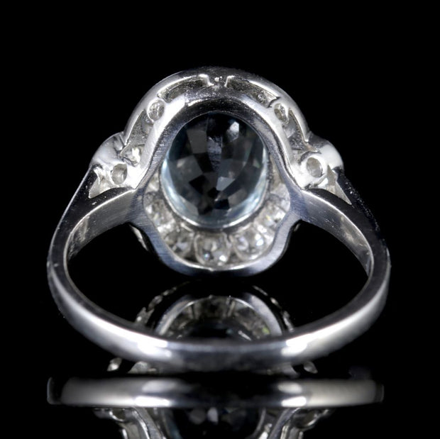 Aquamarine Diamond 18Ct White Gold Ring 2.60Ct Aquamarine