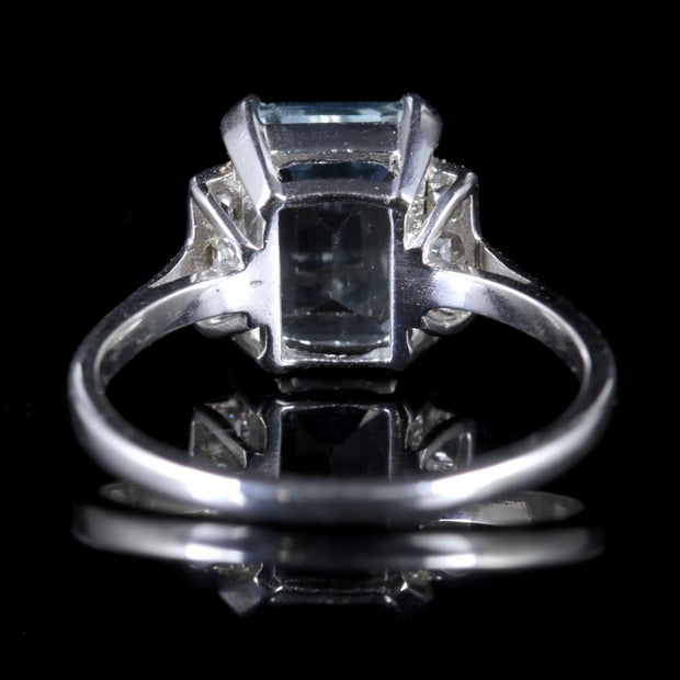 Aquamarine Diamond 18Ct White Gold Ring Engagement Ring