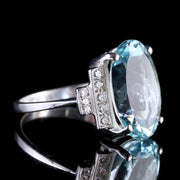 Aquamarine Diamond Engagement Ring 18Ct White Gold