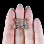 Aquamarine Diamond Heart Earrings 18Ct White Gold