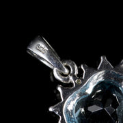 Aquamarine Diamond Heart Pendant Silver Pendant