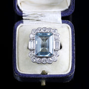 Aquamarine Diamond Cluster Ring 18Ct White Gold 10Ct Aquamarine 3Ct Of Diamond