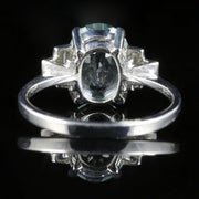 Aquamarine Diamond Ring 18Ct Gold 3.5Ct Aquamarine Baguette Cut Diamonds